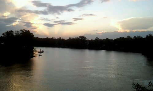 sunset clouds river