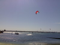 Kite surfer jumping