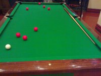 Pool table with seven balls
